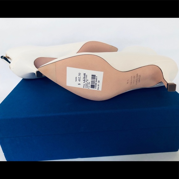 STUART WEITZMAN JUNIPER 70 WHITE LEATHER BOOTIES - Picture 5 of 9